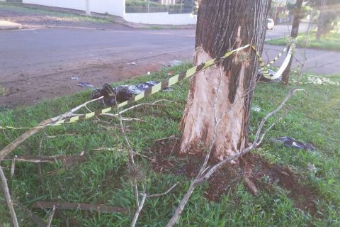 Motorista do Astra perdeu o controle do veículo, atravessou o canteiro central e colidiu em duas árvores na Avenida Rio Grande do Sul