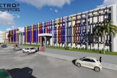 Imagem do projeto renderizado da fachada com as novas cores do Colégio Teresa Verzeri