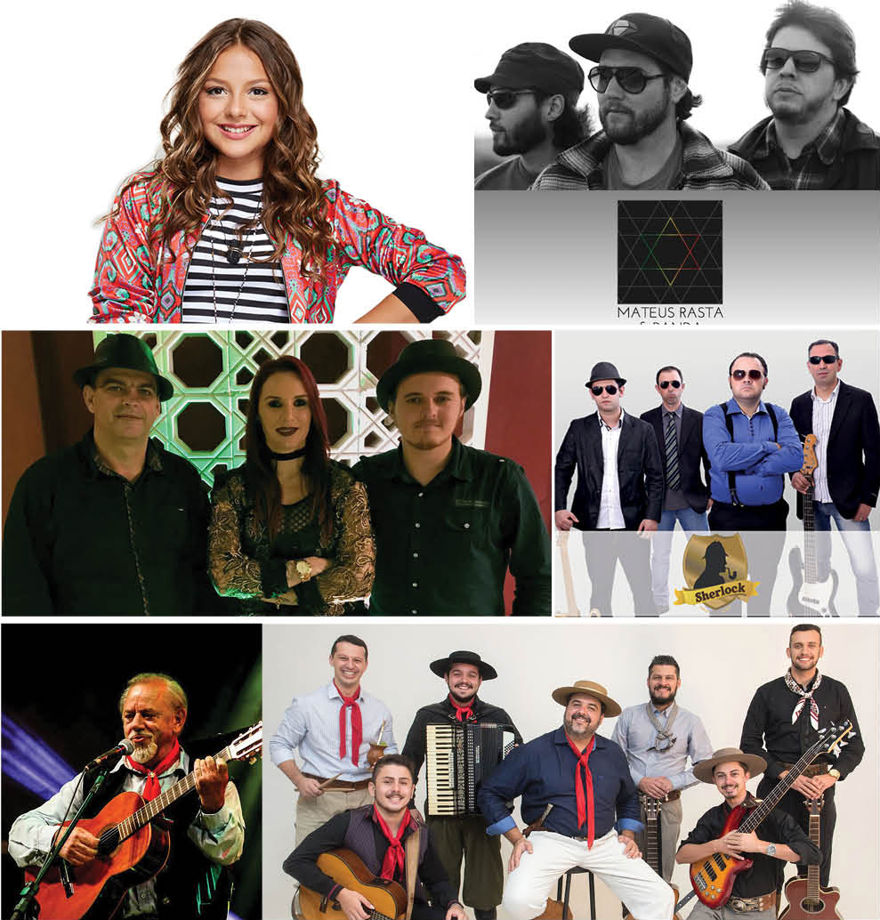 Confirmaram presença: Laura Schadeck; Mateus Rasta e Banda; Ricardo, Valdirene e Gean; Banda Sherlock; Claudino de Lucca; Fábio Oliveira e Grupo Alma Campesina