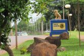 Na Av. Ipiranga um monumento do Lions deseja boas-vindas e agradece aos viajantes
