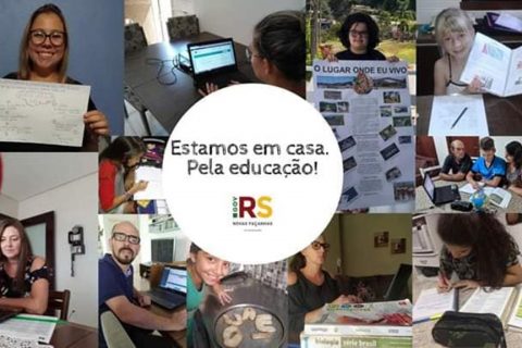 Montagem de fotografias mostram professores e alunos em atividade -  Divulgaão 14ª CRE