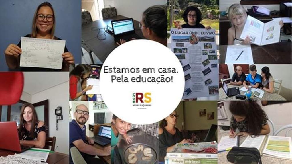 Montagem de fotografias mostram professores e alunos em atividade - Divulgaão 14ª CRE
